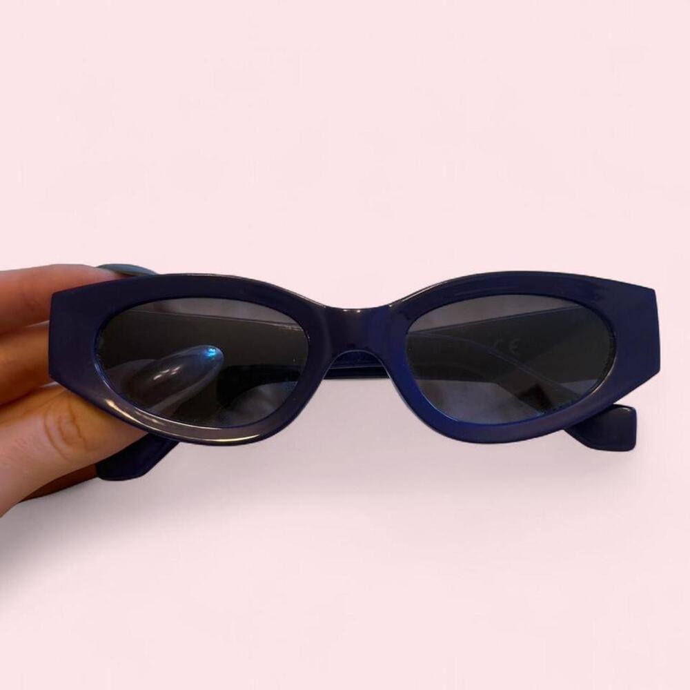 cobalt blue oval sunglasses